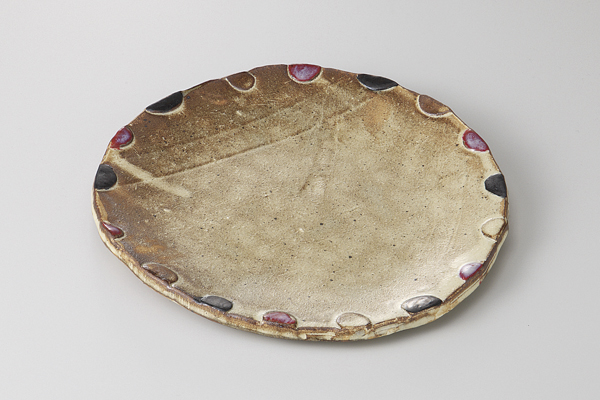 古唐津水玉 丸皿