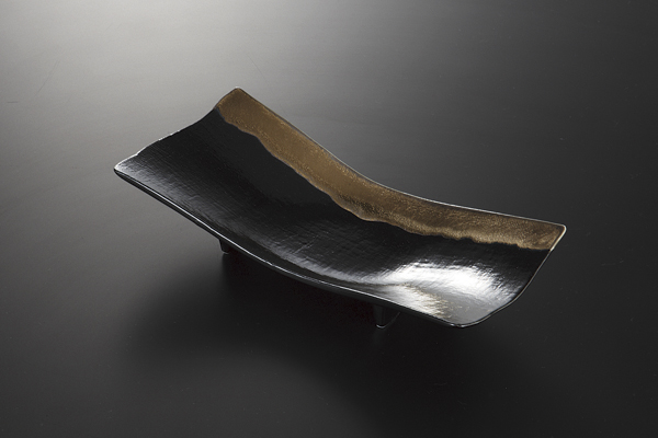 黒釉金結晶 高浜焼物皿