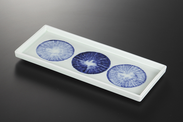 呉須濃 トチリ長角皿