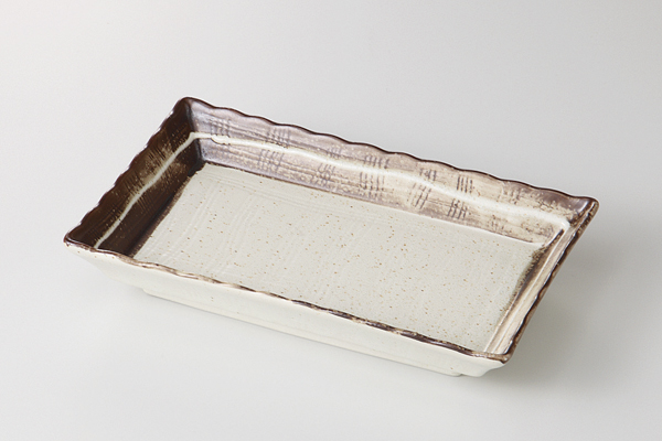 一珍錆刷毛 切立長角皿