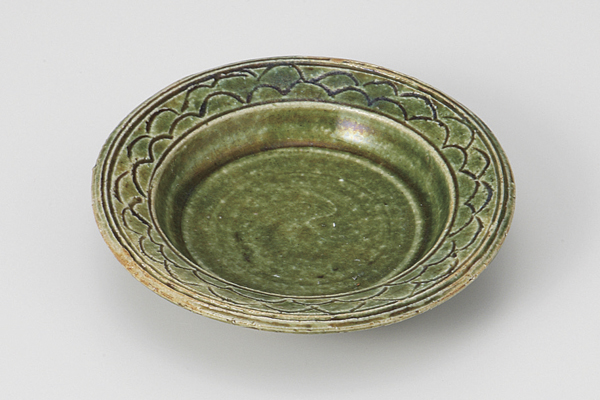 織部うろこ彫 リム3.0皿