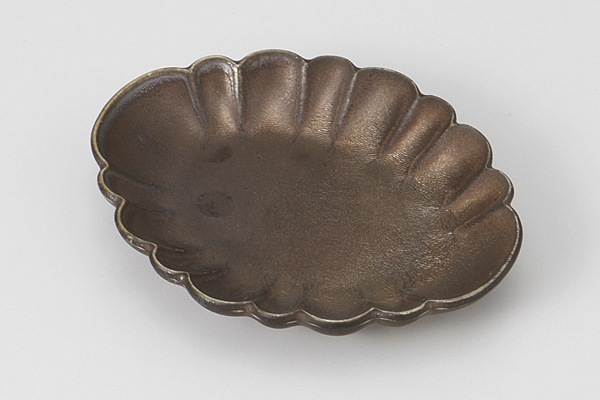 ゴールド 楕円花小皿