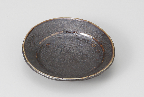 孔雀結晶 変形リム丸皿