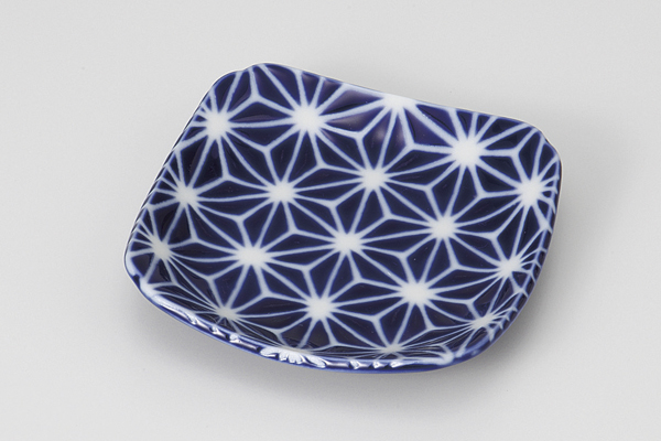 瑠璃小紋(麻) 四角小皿