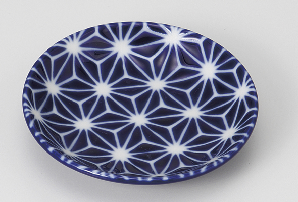 瑠璃小紋(麻) 丸3.0皿