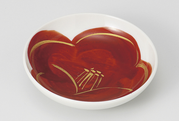 赤絵梅 丸３．３皿