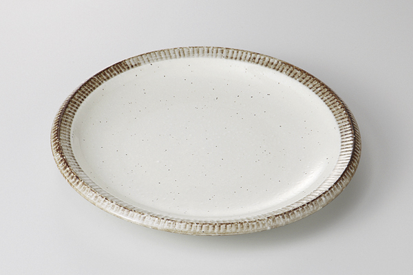 渕錆粉引 渕十草大皿