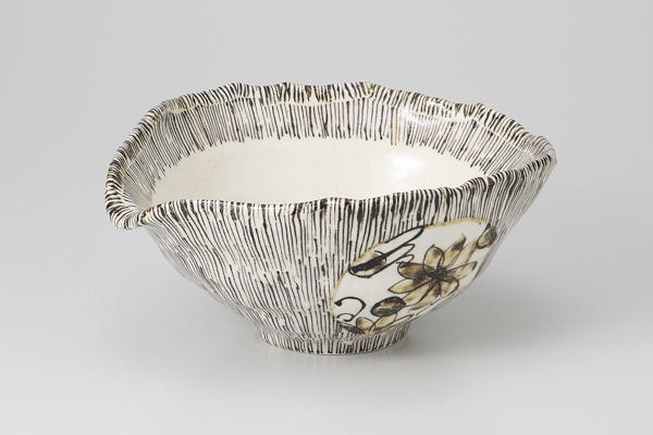 粉引サビ千筋 変形片口鉢