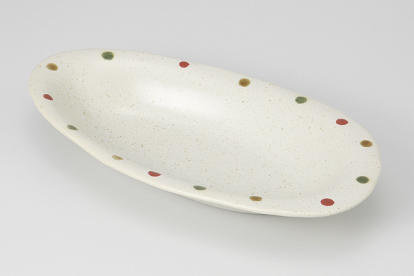 三色水玉 舟型鉢(小)