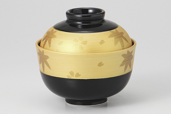 黒釉金彩春秋 菓子碗