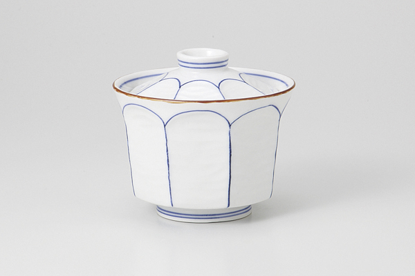 染付筋入 削ぎ蓋物