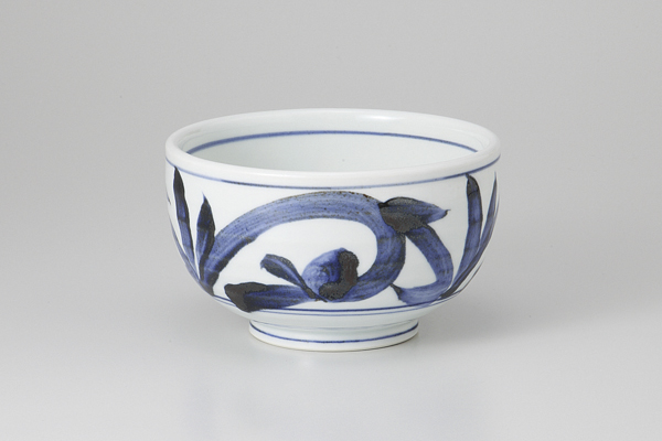 【廃番】手描藍草紋 4.5丼