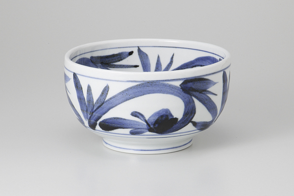 【廃番】手描藍草紋 5.0丼