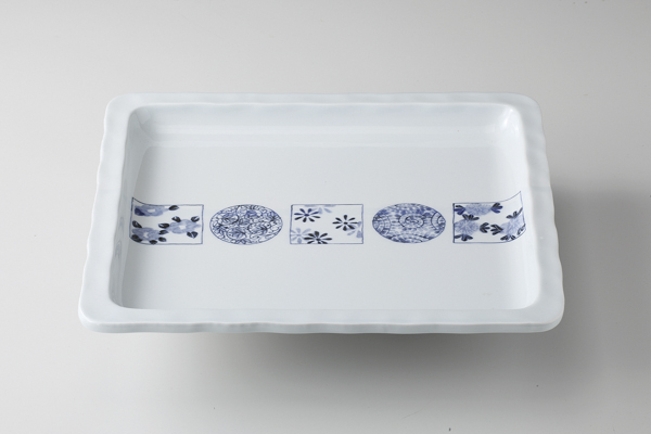 染付小紋 2/3フードパン(浅)