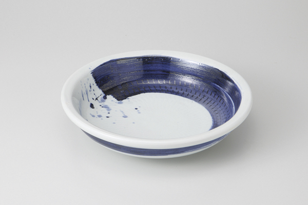 呉須刷毛目 玉渕8.0浅丼(軽量土)