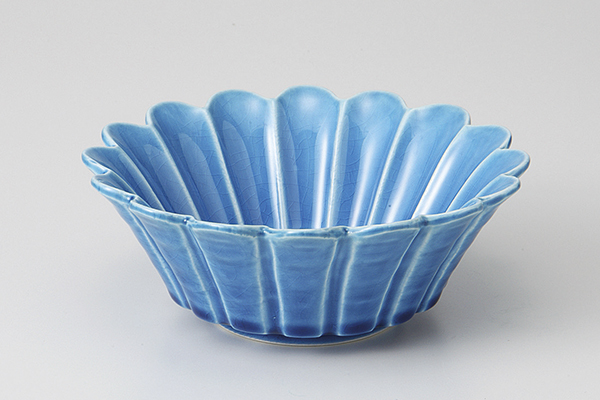 トルコ釉 花形反中鉢