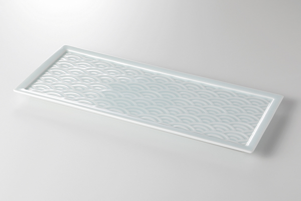 青磁青海波 長角皿