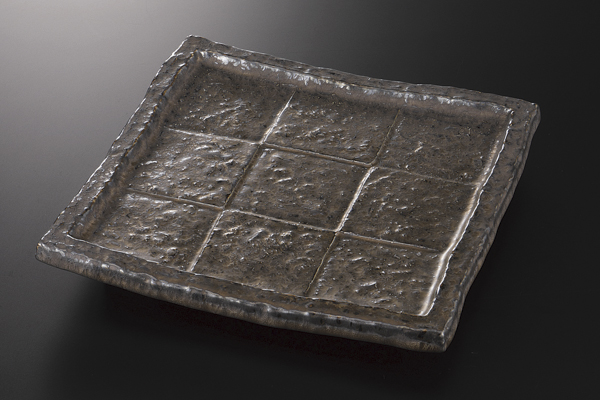 熔岩流 市松彫正角皿(大)