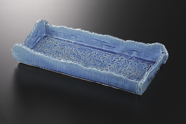 トルコ釉 石目折込長鉢