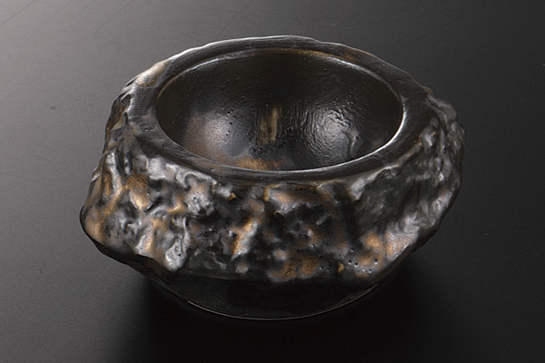 金釉タタキ 岩型小鉢