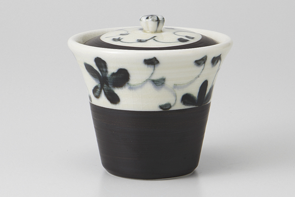 安南黒巻小花 むし碗