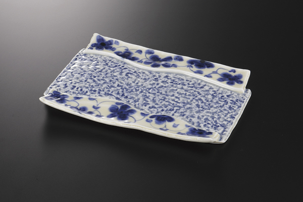 安南小花 石目長皿