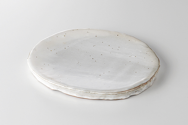 粉引 高台楕円皿