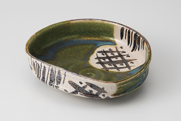 オリベ格子紋 沓形向付