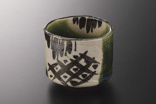 オリベ格子紋 沓形深小鉢