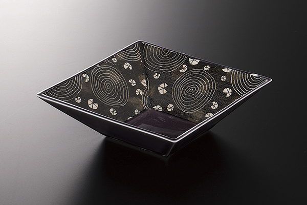 パープル錆紋 四方鉢