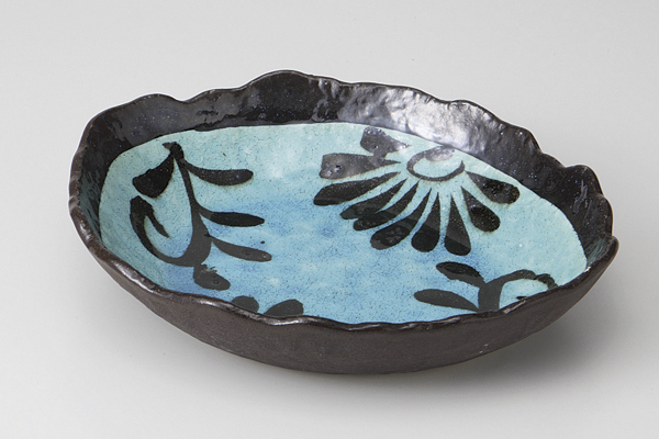 【廃番】ブルーかいらぎ 波型楕円8寸鉢