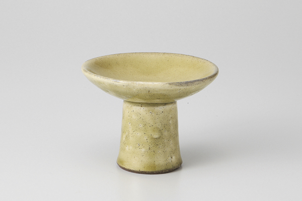 黄釉粉引 高台皿