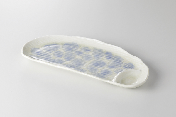 ブルーたたき 仕切楕円皿