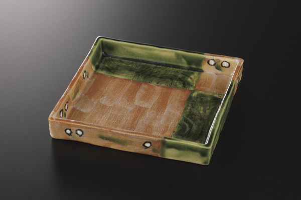 織部志野刷毛 角皿(小)