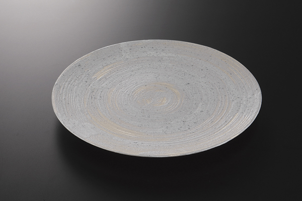 グレーうず刷毛 24cmフラット皿