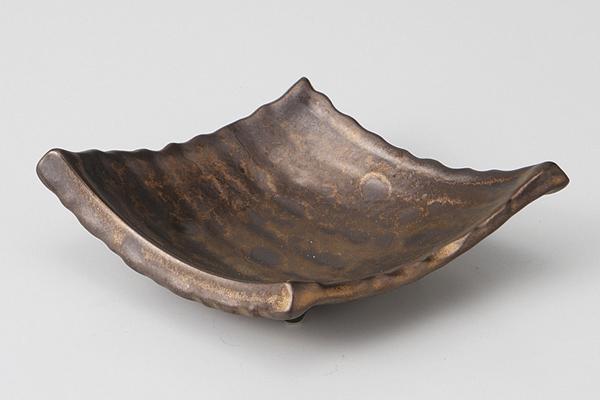 ゴールド窯変 瓦小皿