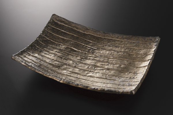 【廃番】ゴールド窯変 まな板盛皿