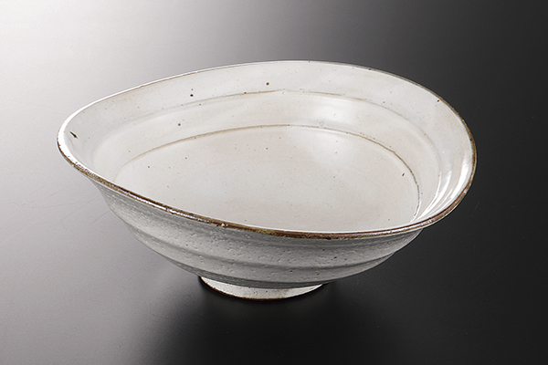 粉引千段 たわみ大鉢