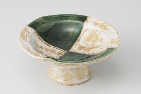 織部市松 高台皿