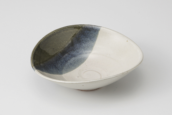 織部掛け分け 楕円鉢