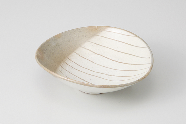 粉引掛け十草 楕円鉢