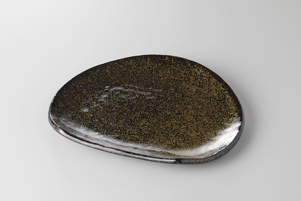 【廃番】金結晶吹き 半月皿