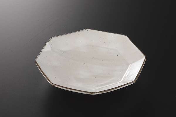 白粉引 6寸八角皿