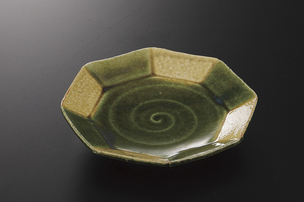 黄瀬戸オリベ 6寸八角皿