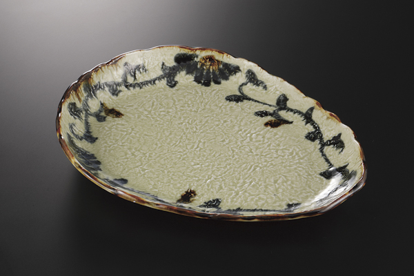 花唐草 岩目タタキ盛皿