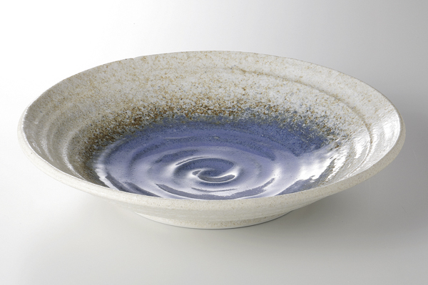 藍釉彩 荒引大皿