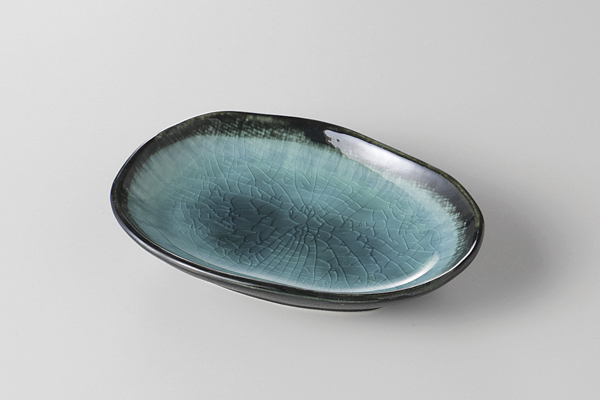 スカイブルー 楕円小皿