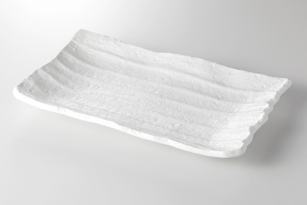 白水晶 削り長角大皿