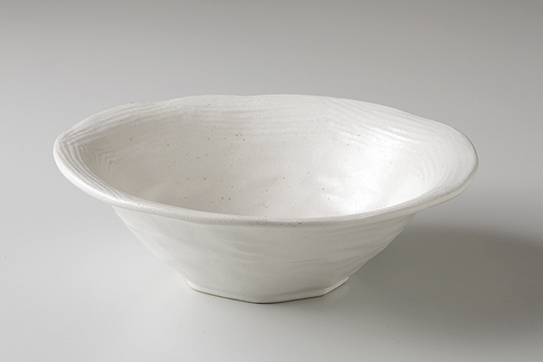 白灰(抗菌釉) ストライプ7.0鉢