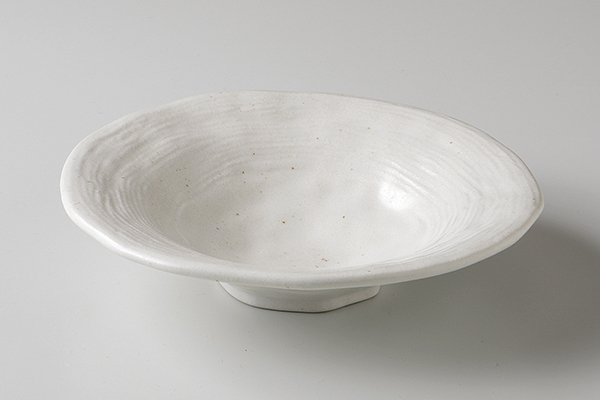 白灰(抗菌釉) ストライプ5.0鉢